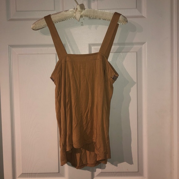 American Eagle Soft & Sexy Tie-Up Tank Top | Beige / Tan w/ Blue & White Flowers - Picture 4 of 6